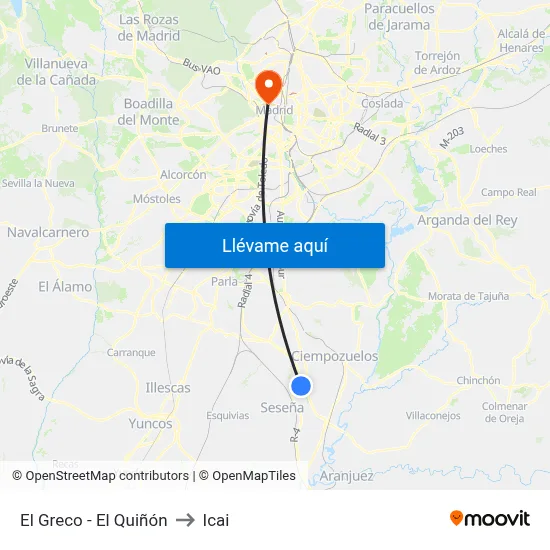 El Greco - El Quiñón to Icai map