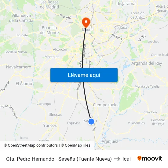 Gta. Pedro Hernando - Seseña (Fuente Nueva) to Icai map