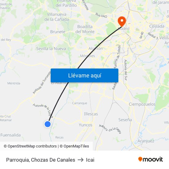 Parroquia, Chozas De Canales to Icai map