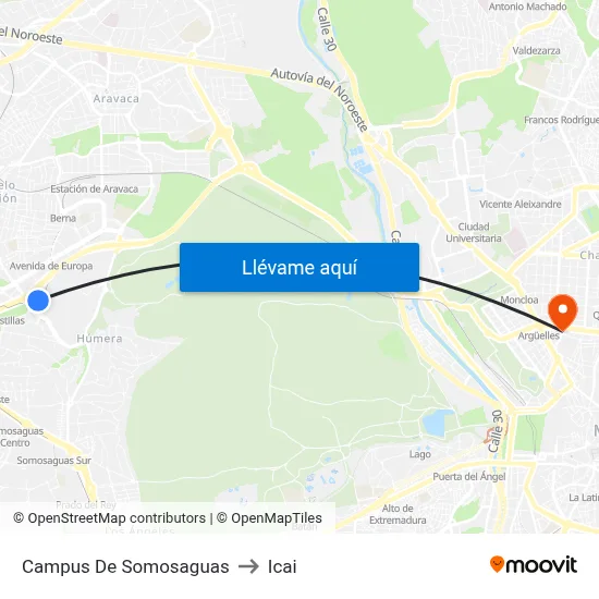 Campus De Somosaguas to Icai map
