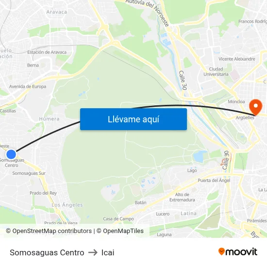 Somosaguas Centro to Icai map