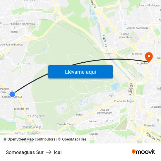 Somosaguas Sur to Icai map