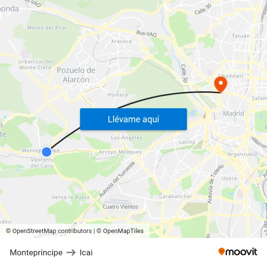 Montepríncipe to Icai map