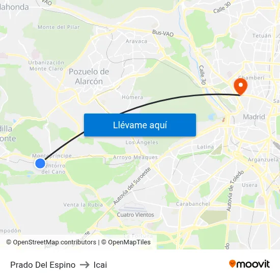 Prado Del Espino to Icai map