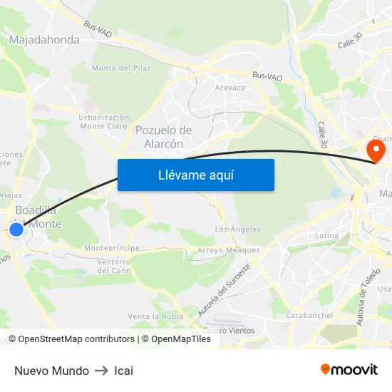 Nuevo Mundo to Icai map