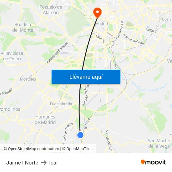Jaime I Norte to Icai map