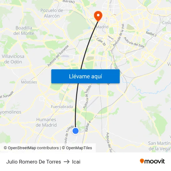 Julio Romero De Torres to Icai map