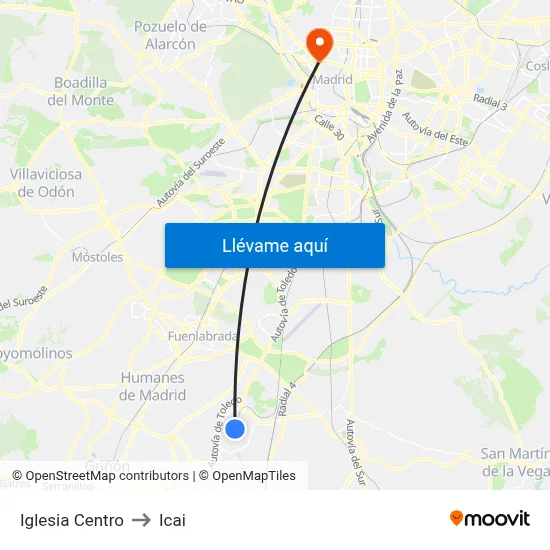 Iglesia Centro to Icai map
