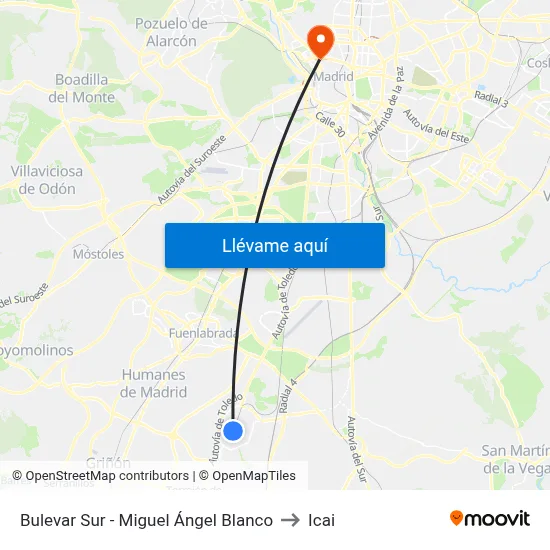 Bulevar Sur - Miguel Ángel Blanco to Icai map