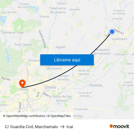 C/ Guardia Civil, Marchamalo to Icai map