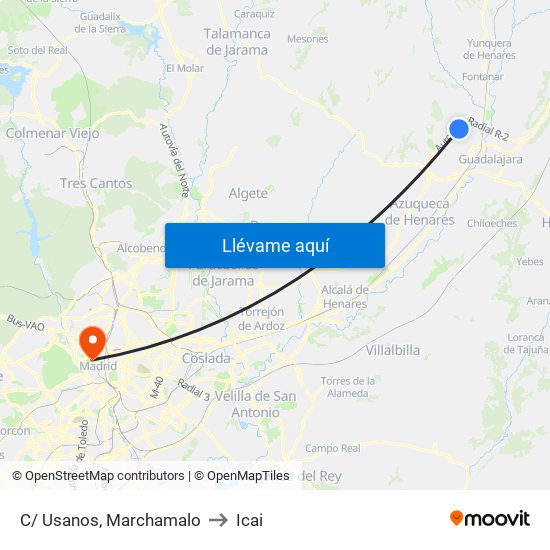 C/ Usanos, Marchamalo to Icai map