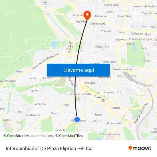 Intercambiador De Plaza Elíptica to Icai map