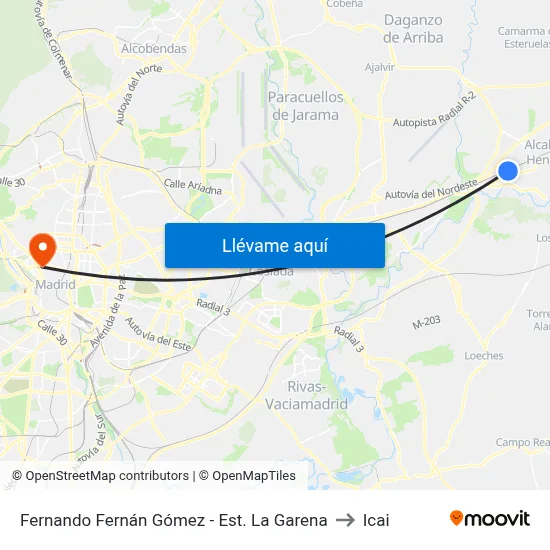 Fernando Fernán Gómez - Est. La Garena to Icai map