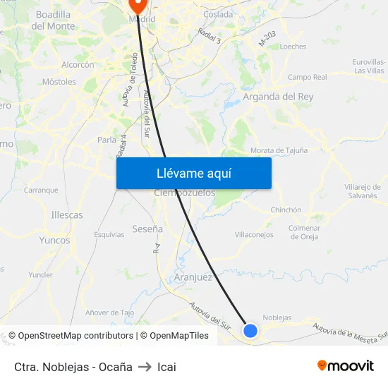 Ctra. Noblejas - Ocaña to Icai map