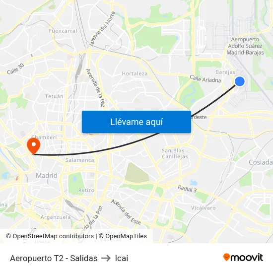 Aeropuerto T2 - Salidas to Icai map