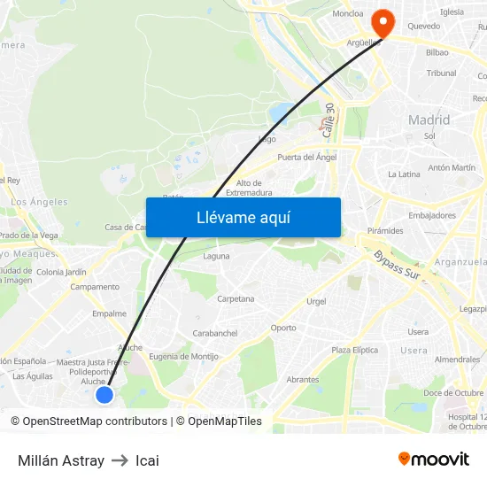 Millán Astray to Icai map