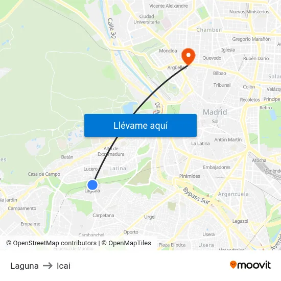 Laguna to Icai map