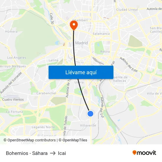 Bohemios - Sáhara to Icai map