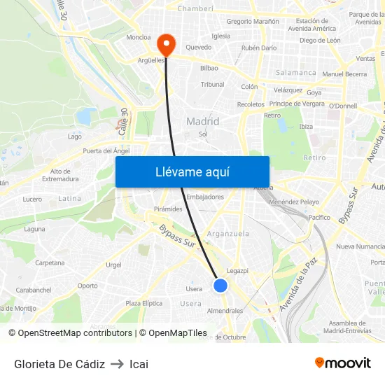 Glorieta De Cádiz to Icai map