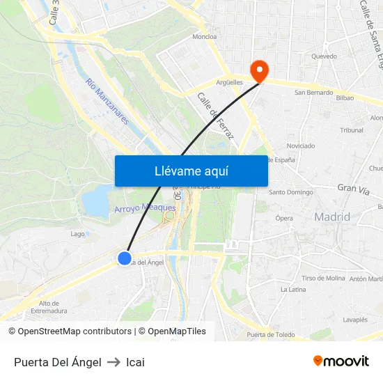 Puerta Del Ángel to Icai map