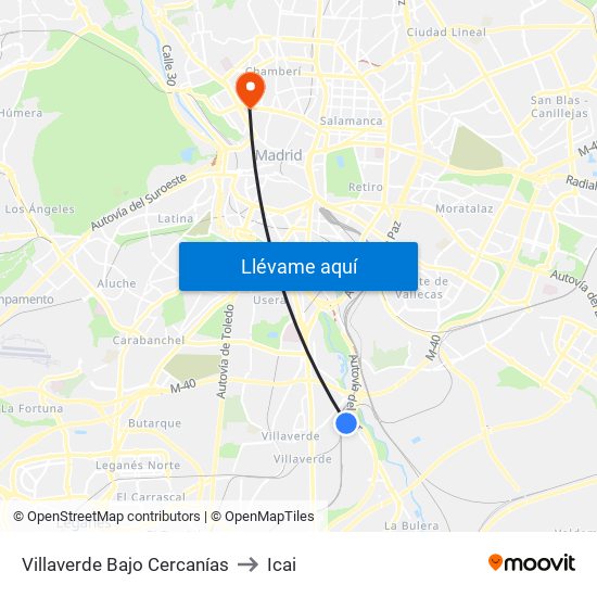 Villaverde Bajo Cercanías to Icai map