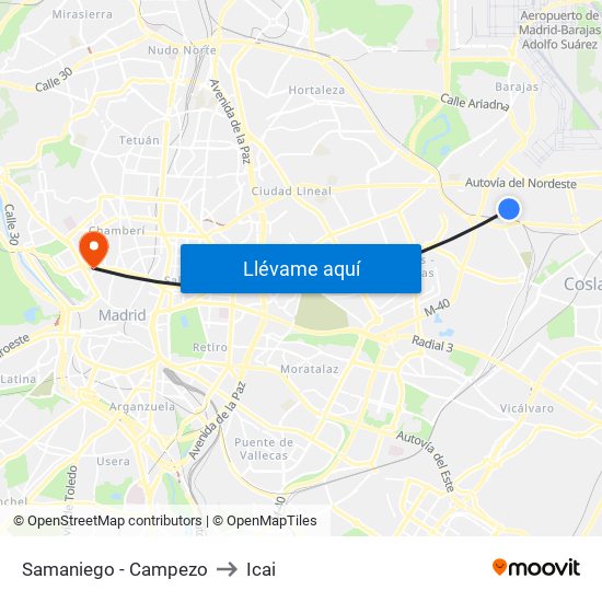 Samaniego - Campezo to Icai map