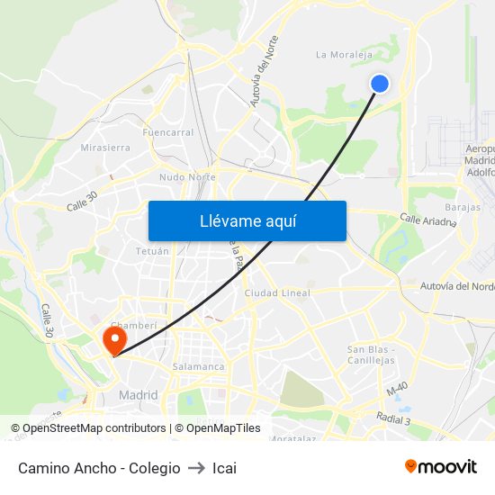 Camino Ancho - Colegio to Icai map
