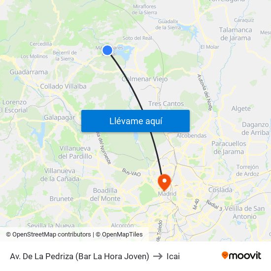 Av. De La Pedriza (Bar La Hora Joven) to Icai map