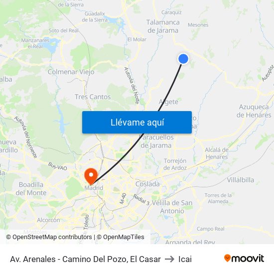 Av. Arenales - Camino Del Pozo, El Casar to Icai map