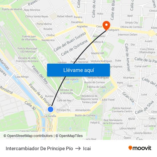 Intercambiador De Príncipe Pío to Icai map