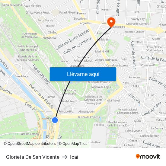 Glorieta De San Vicente to Icai map