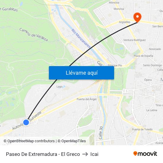 Paseo De Extremadura - El Greco to Icai map
