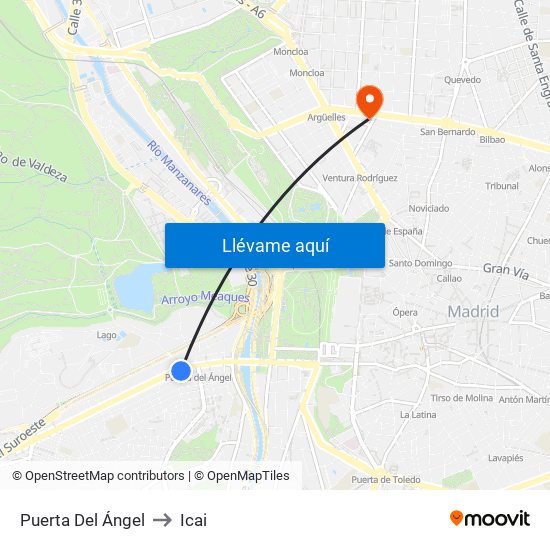 Puerta Del Ángel to Icai map