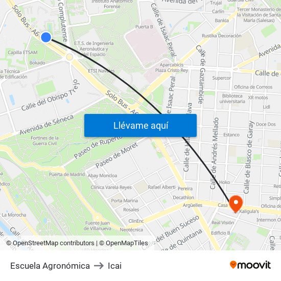 Escuela Agronómica to Icai map