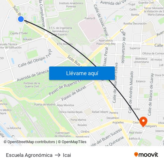 Escuela Agronómica to Icai map