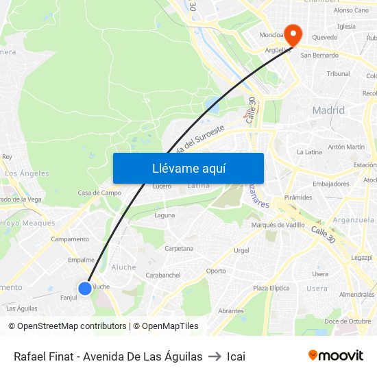 Rafael Finat - Avenida De Las Águilas to Icai map