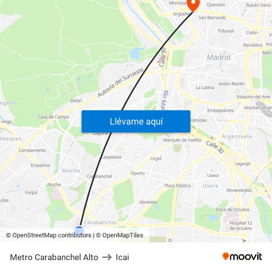 Metro Carabanchel Alto to Icai map