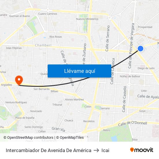 Intercambiador De Avenida De América to Icai map