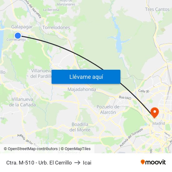 Ctra. M-510 - Urb. El Cerrillo to Icai map