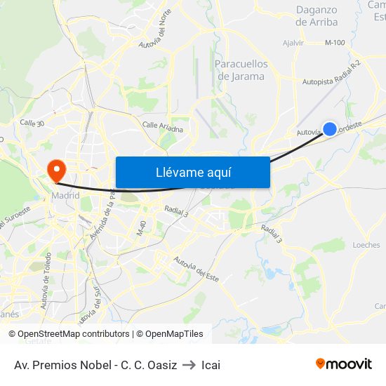 Av. Premios Nobel - C. C. Oasiz to Icai map