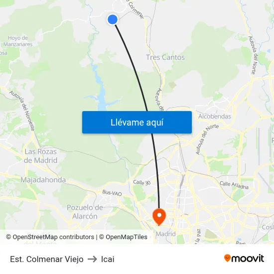 Est. Colmenar Viejo to Icai map