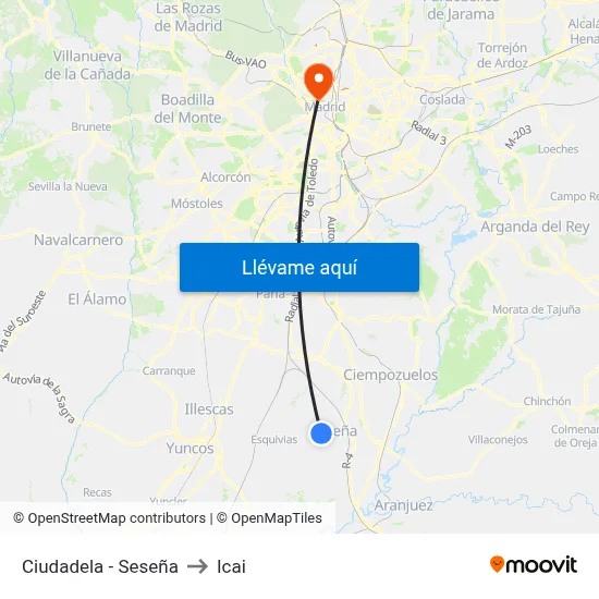 Ciudadela - Seseña to Icai map