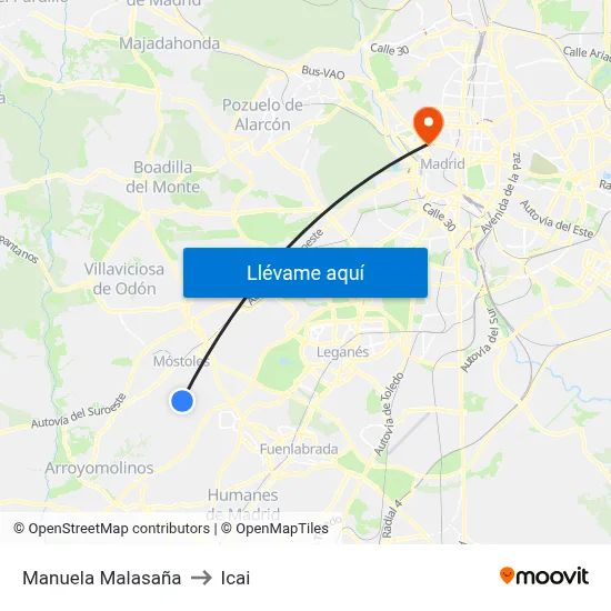 Manuela Malasaña to Icai map