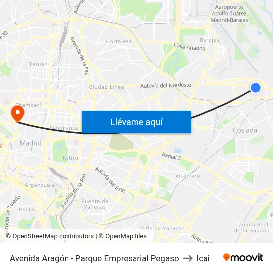 Avenida Aragón - Parque Empresarial Pegaso to Icai map