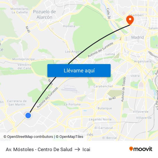 Av. Móstoles - Centro De Salud to Icai map