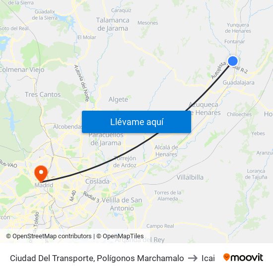 Ciudad Del Transporte, Polígonos Marchamalo to Icai map
