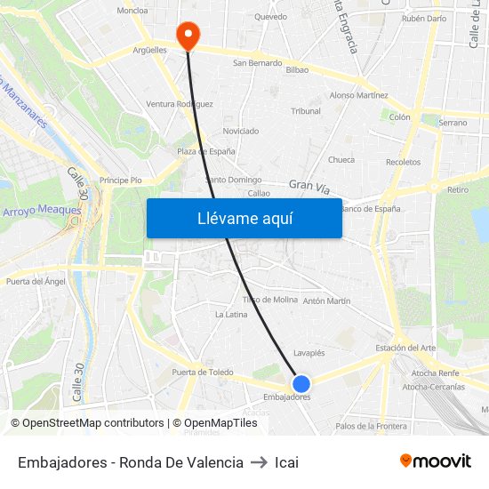 Embajadores - Ronda De Valencia to Icai map