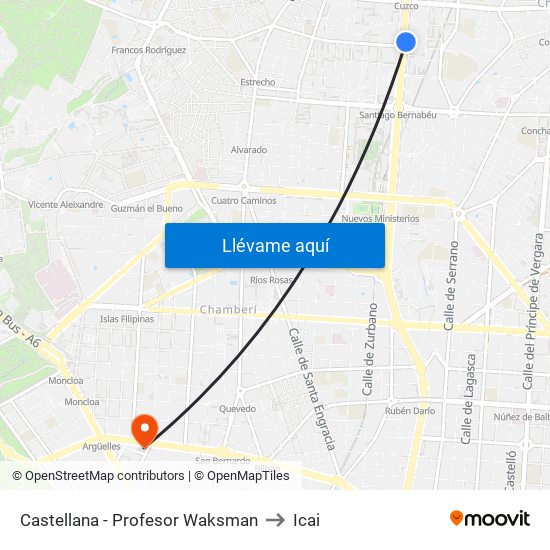 Castellana - Profesor Waksman to Icai map