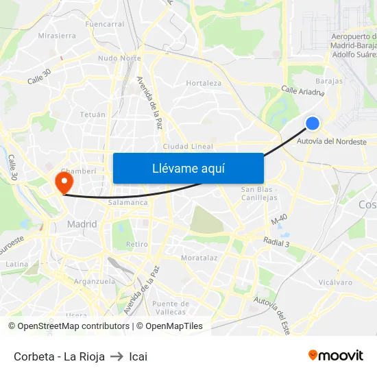 Corbeta - La Rioja to Icai map