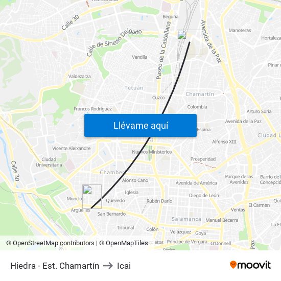 Hiedra - Est. Chamartín to Icai map